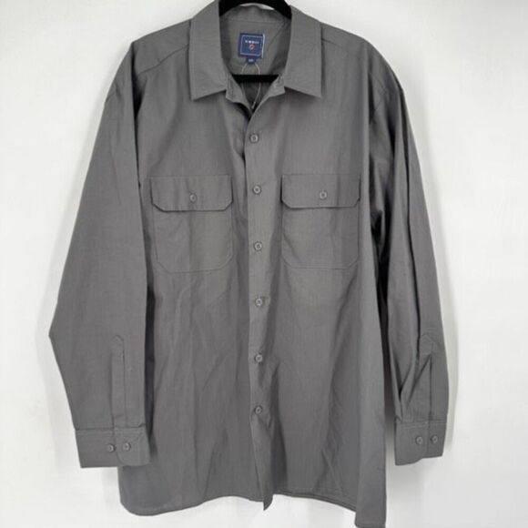 NWT Hisea Men's Long Sleeve Collared Classic Button-Down Shirt Gray Size 2XL - Picture 1 of 10